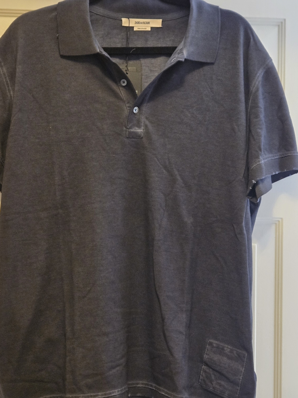 Zadig & Voltaire NWT Men's Short Sleeve Polo in Washed Navy Size XL